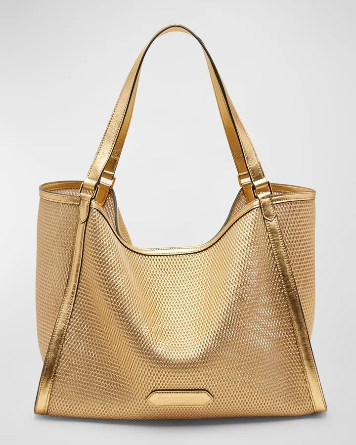 Medium Metallic Mesh & Leather Shoulder Bag