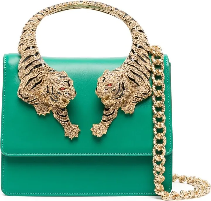 Tiger-Handle Shoulder Bag