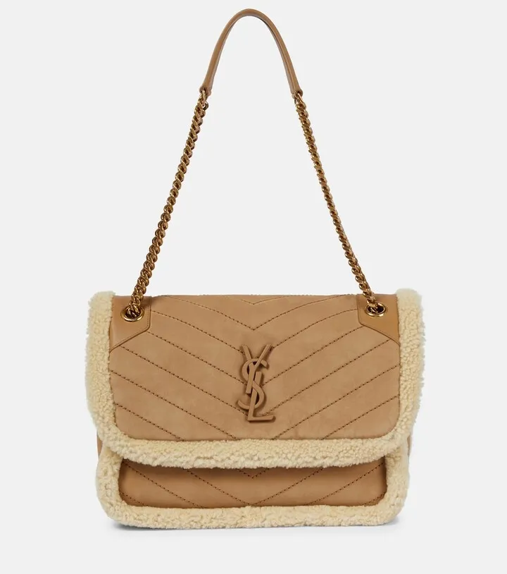 Niki Medium shearling shoulder bag
