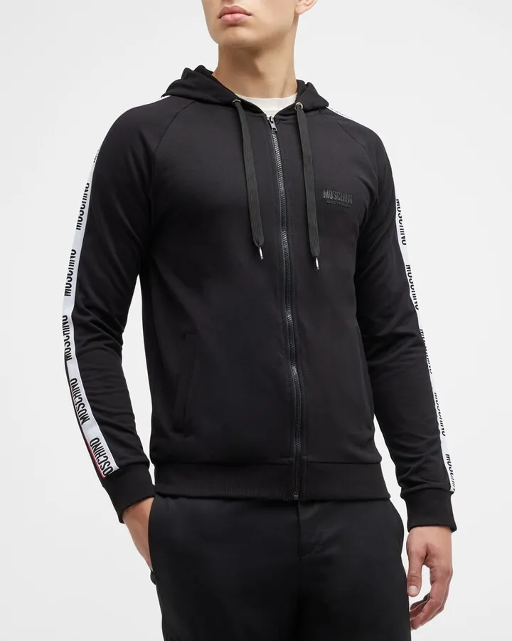 Men's Logo-Tape Zip Hoodie