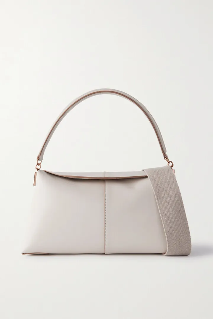 Tod's - T Timeless Embellished Leather Shoulder Bag - Off-white