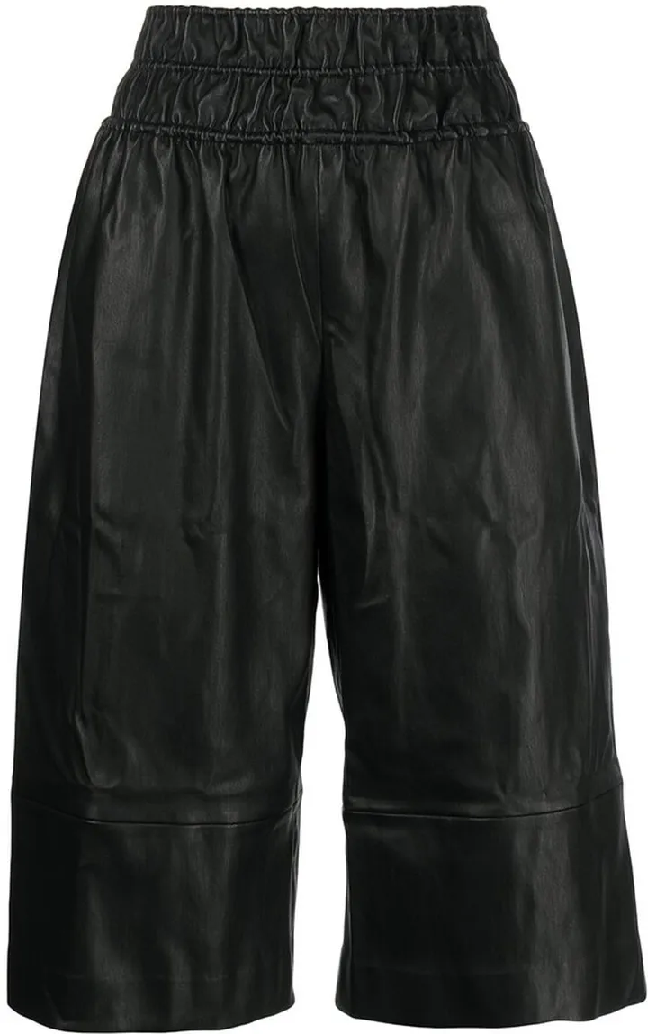 Knee-Length Leather Shorts