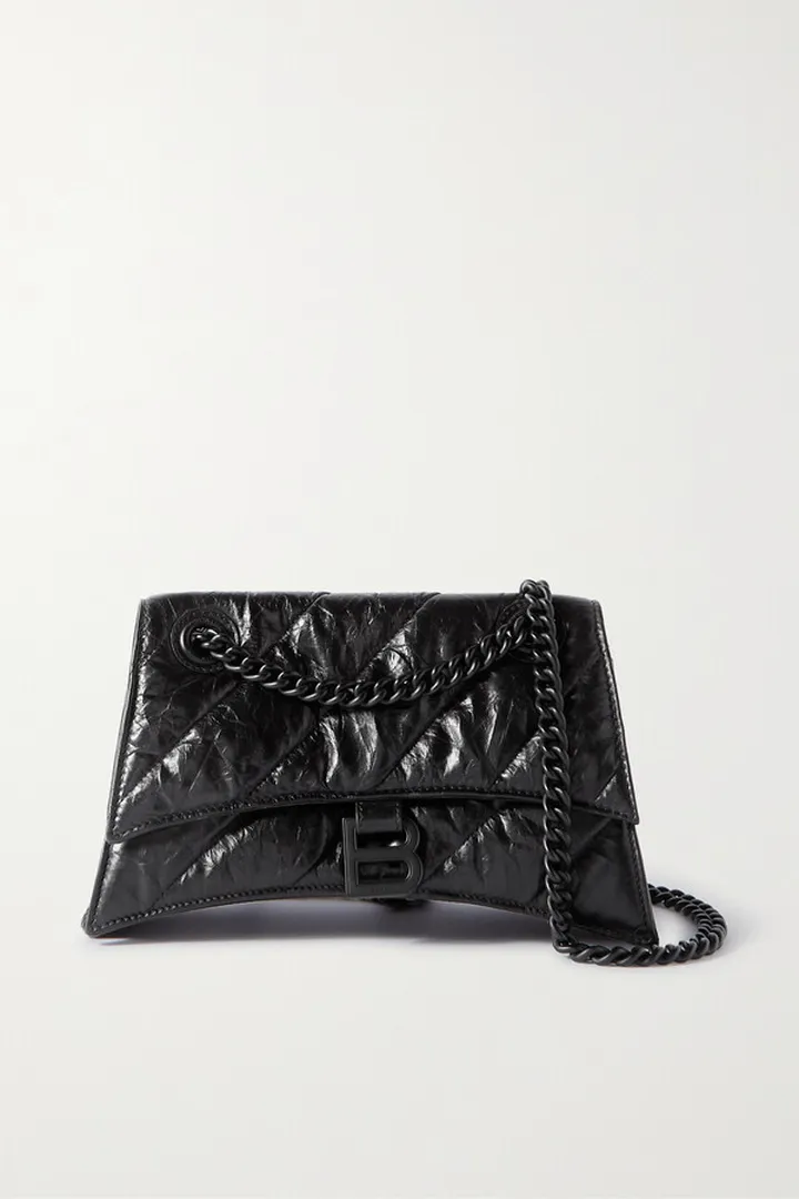 Balenciaga - Crush Small Quilted Crinkled-leather Shoulder Bag - Black