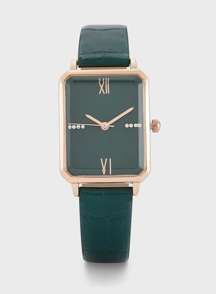 Croc Strap Rectangle Watch