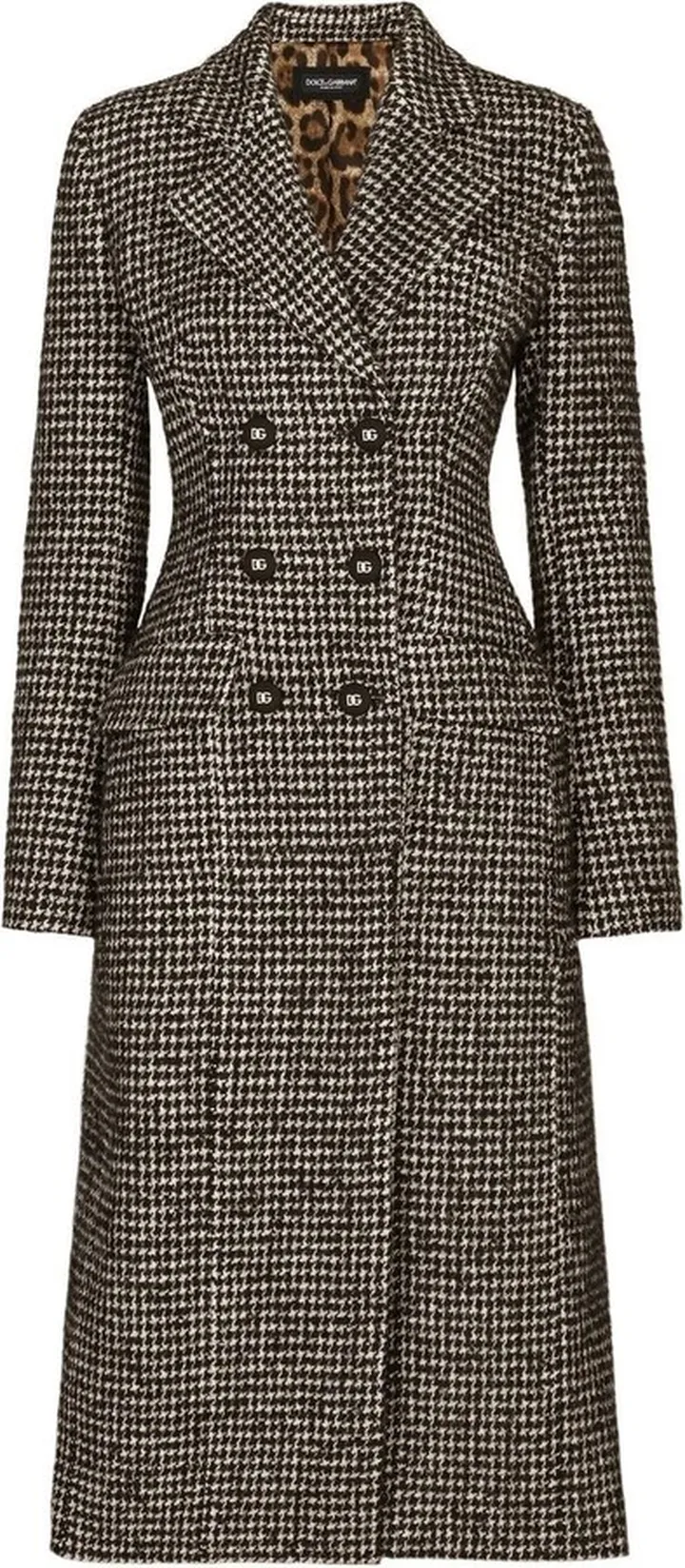 Houndstooth Double-Breasted Coat