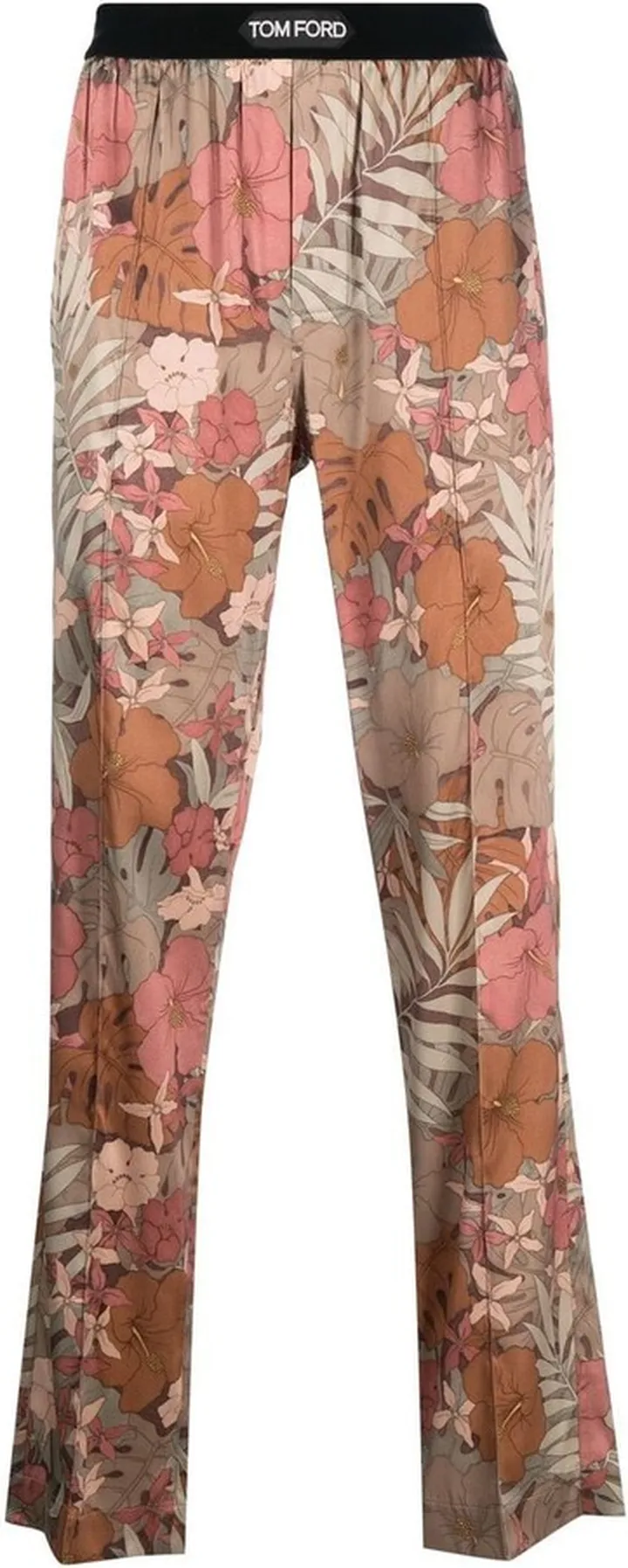 Floral-Print Silk Pajama Trousers