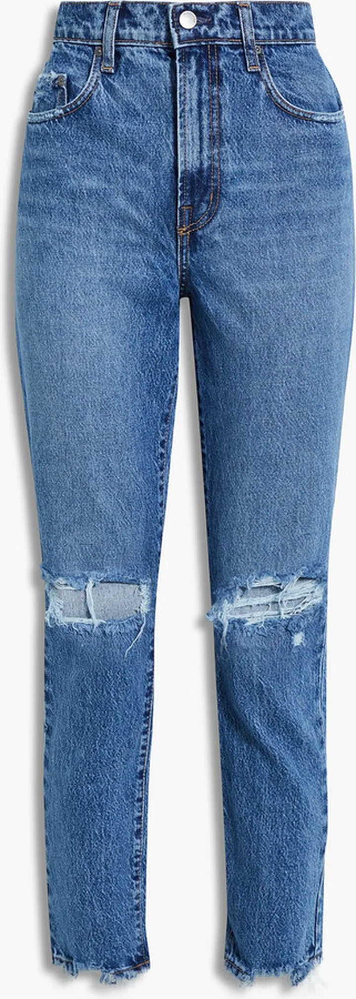 Frankie distressed high-rise slim-leg jeans