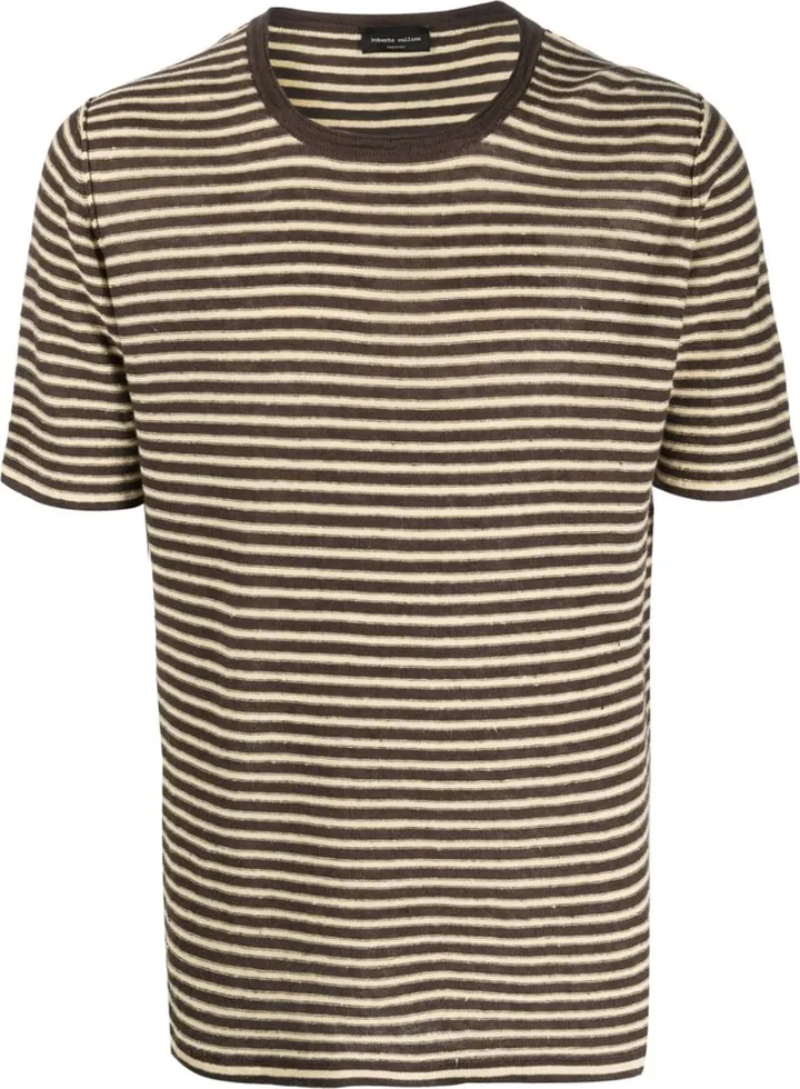 two-tone striped linen T-shirt
