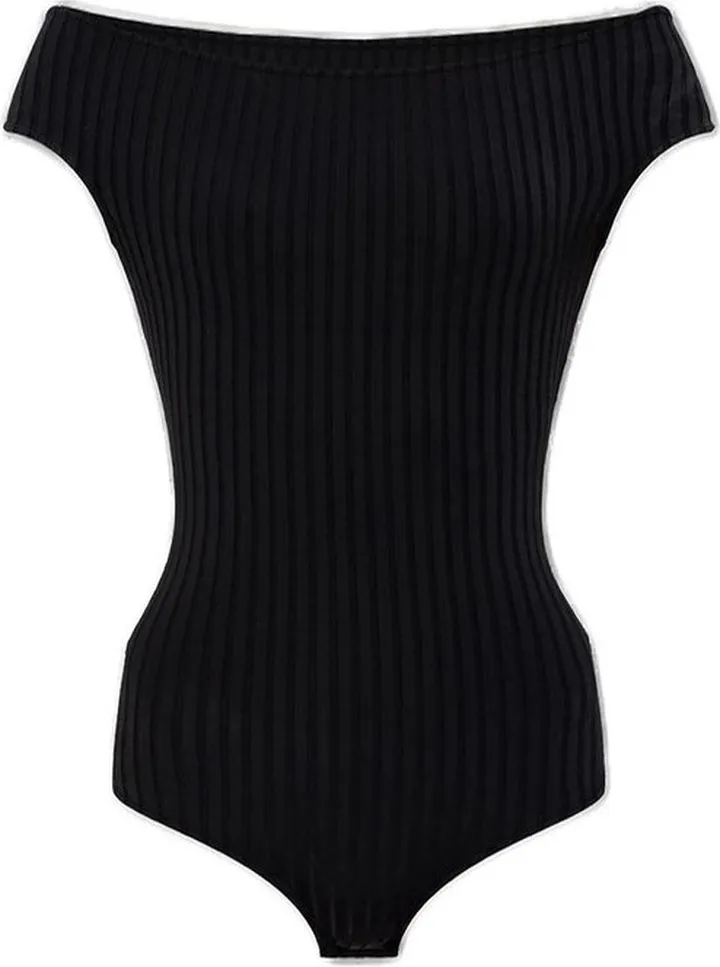 AMI Off-Shoulder Ribbed Knit Bodysuit