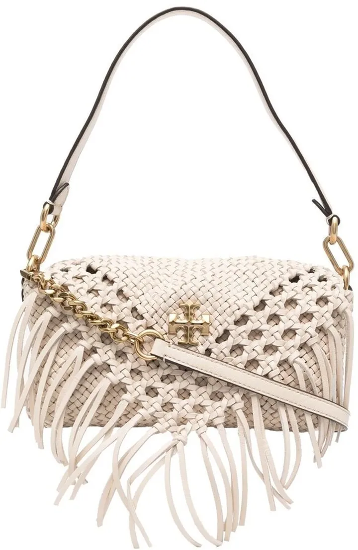 Logo-Plaque Fringed Shoulder Bag