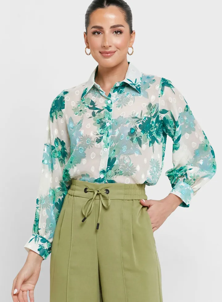 Printed Cuff Detail Shirt