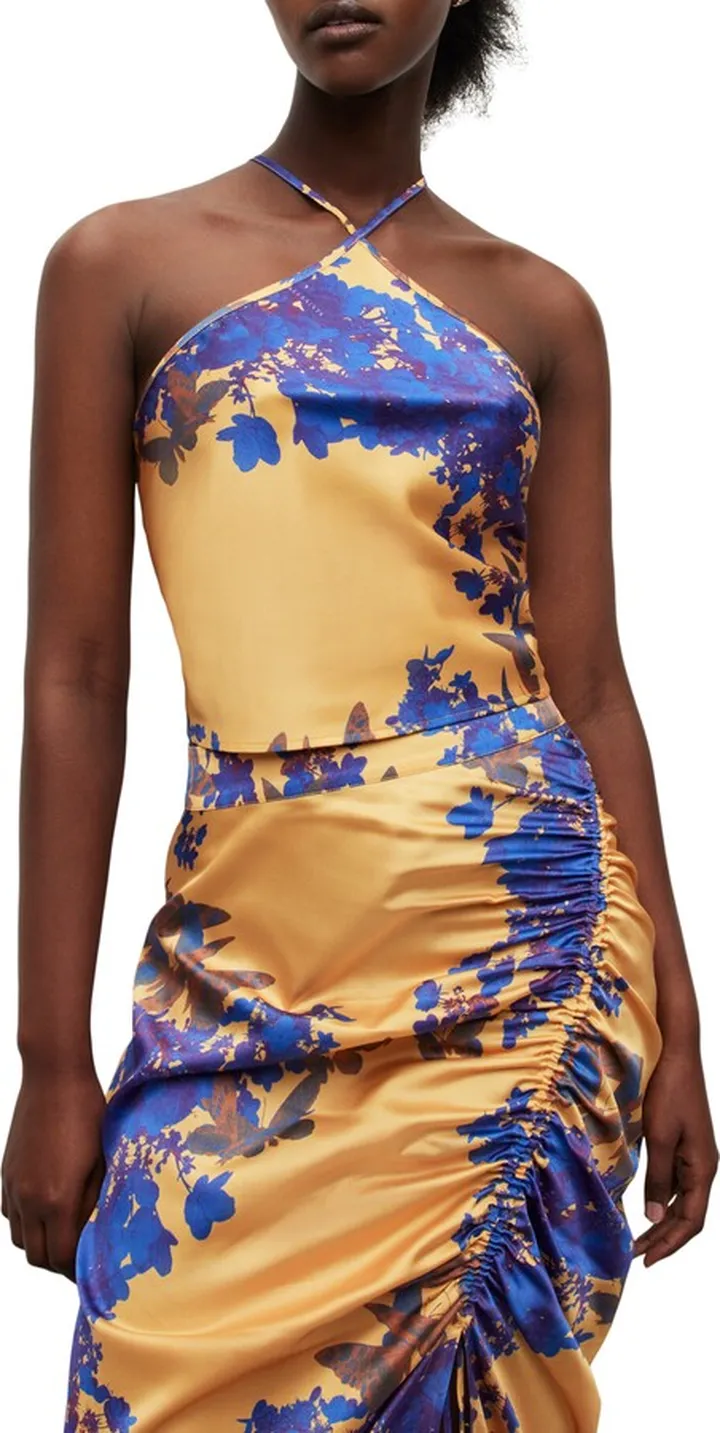 Pia Venetia Satin Halter Crop Top