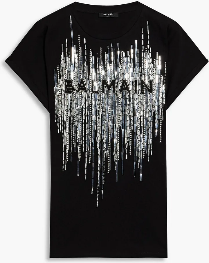 Embellished cotton-jersey T-shirt