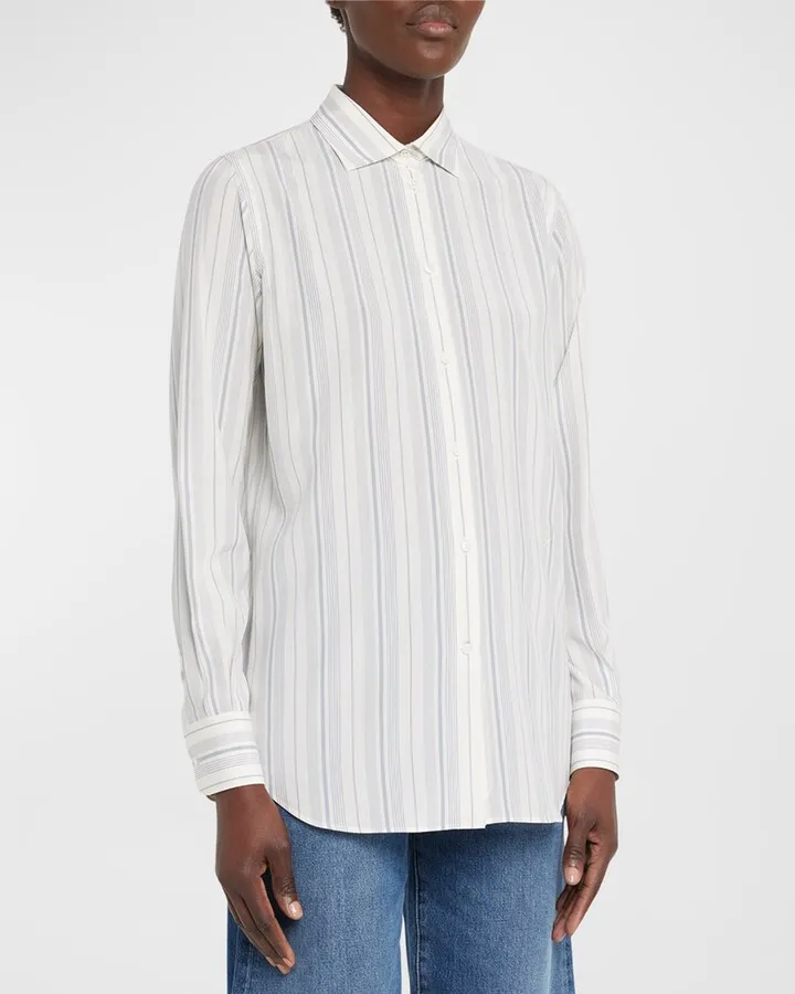 Kara Lake Stripe Silk Shirt