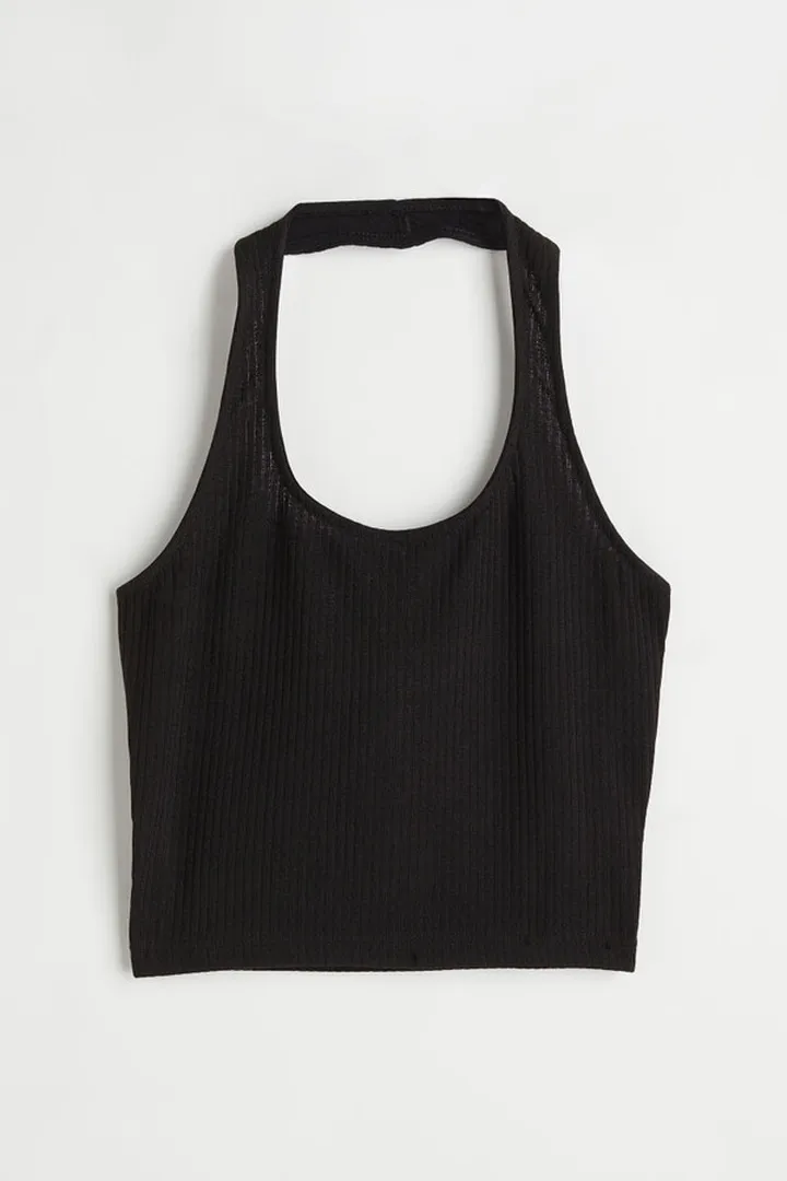 Rib-knit Halterneck Top