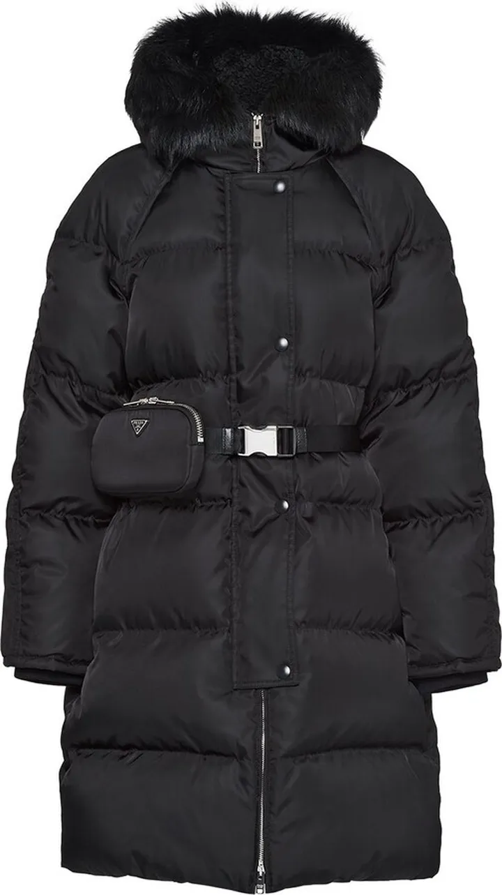 Re-Nylon belted puffer coat