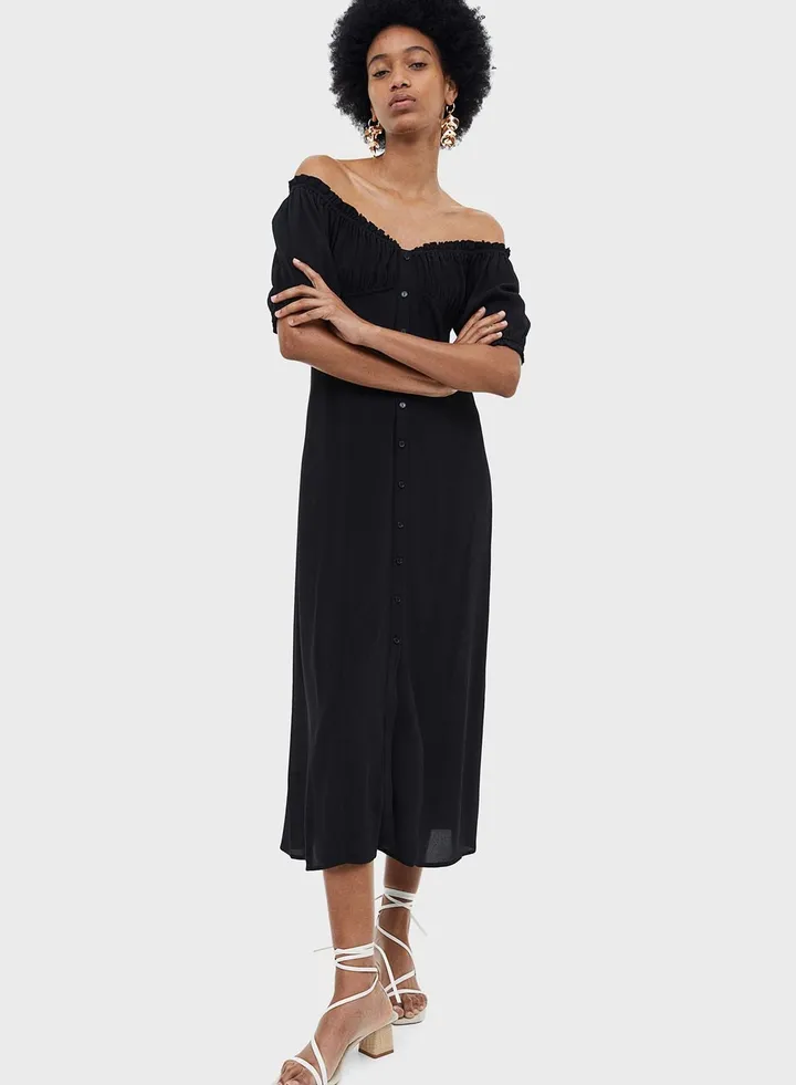 Bardot Balloon Sleeve Dress