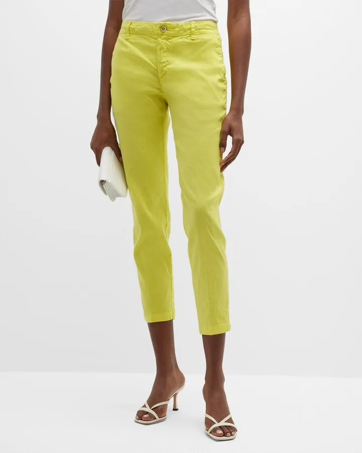 Cropped Skinny Linen-Blend Pants