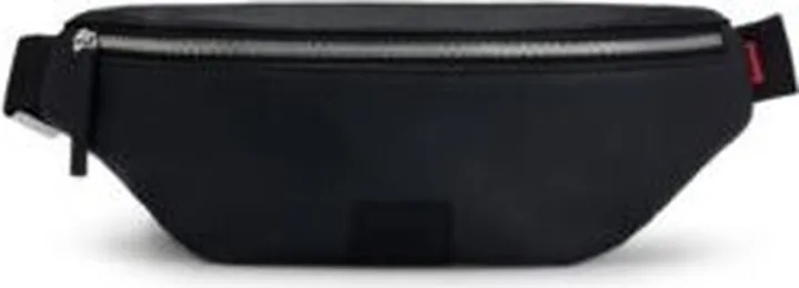 Logo-patch belt bag in grained faux leather