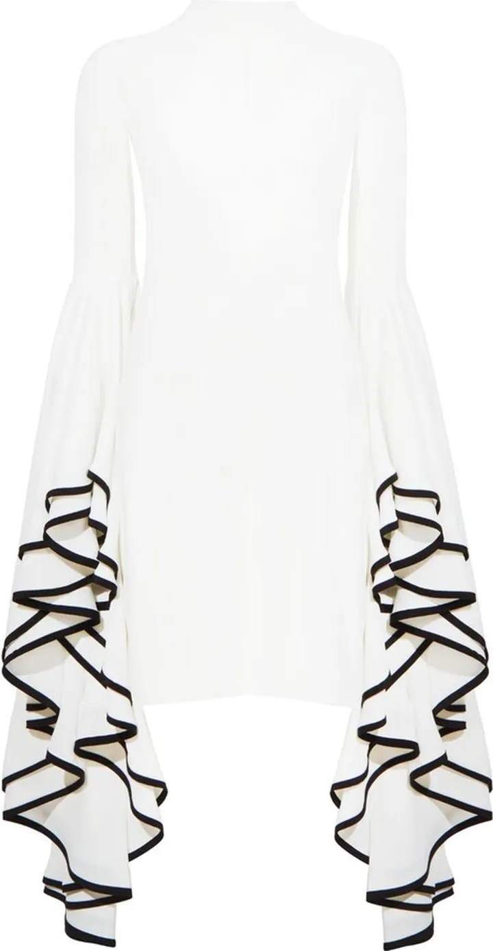 Crepe Ruffle Sleeve Dress