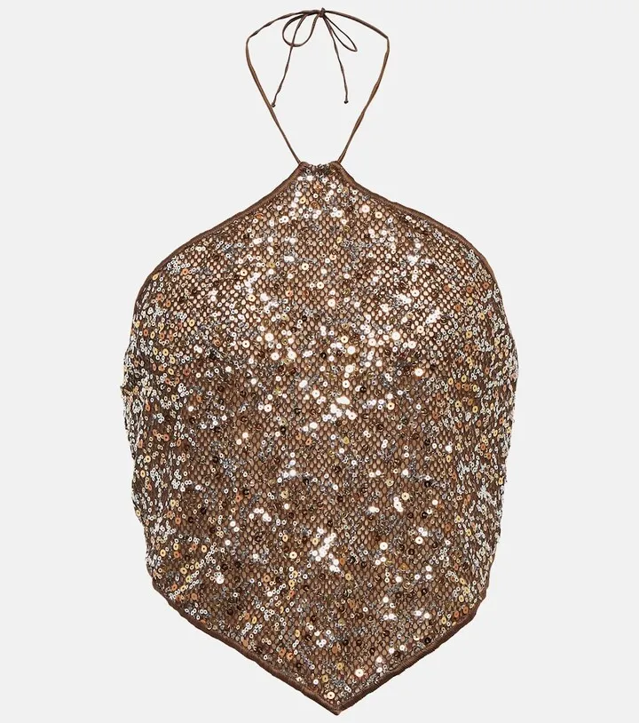 Netquins sequined halterneck top