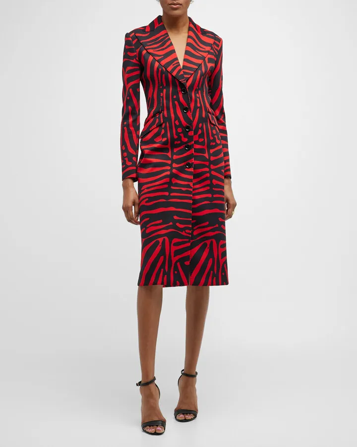 Printed Blazer Midi Dress