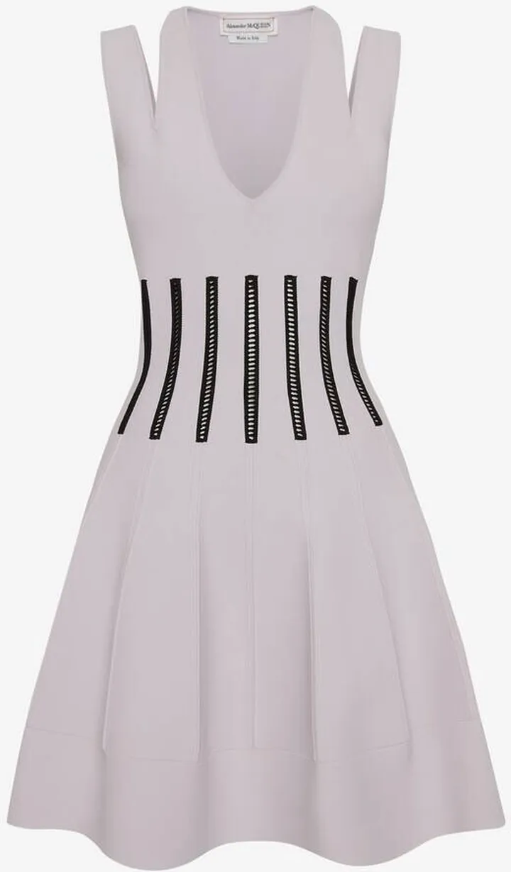 Women's Slashed Corset Mini Dress In Porcelain