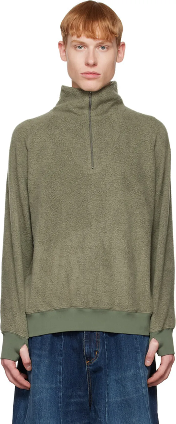 BEAMS PLUS Khaki Stand Collar Sweater