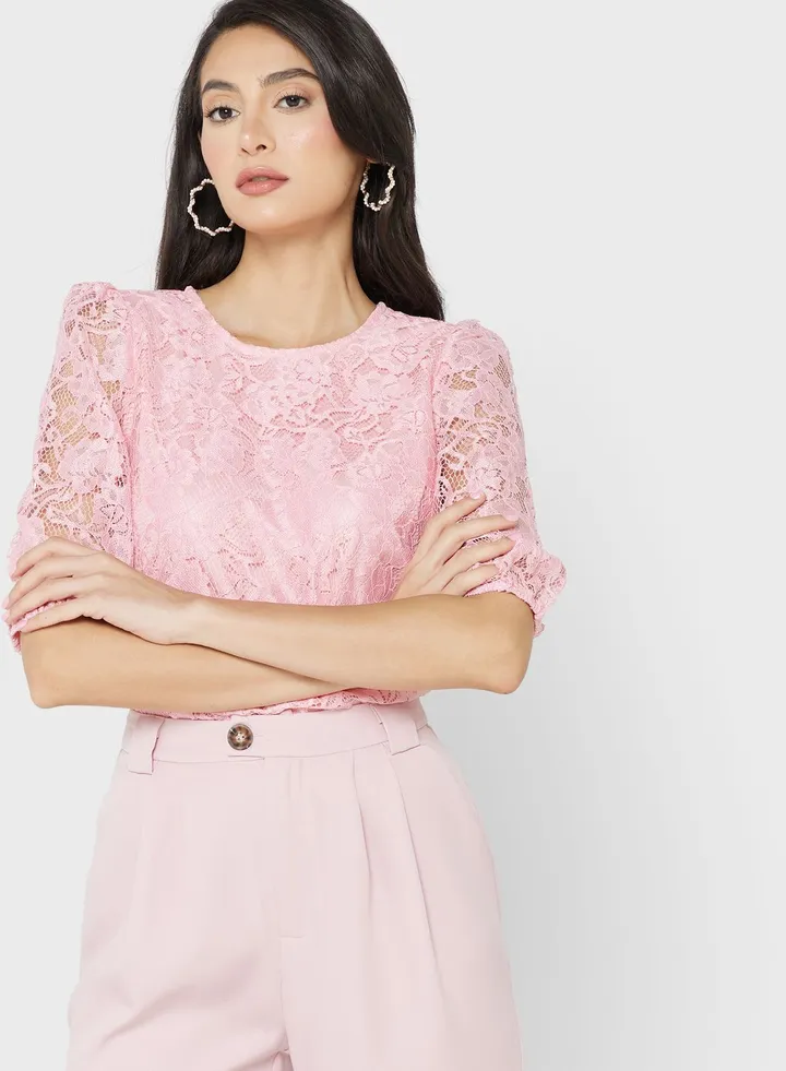 Puff Sleeve Lace Top