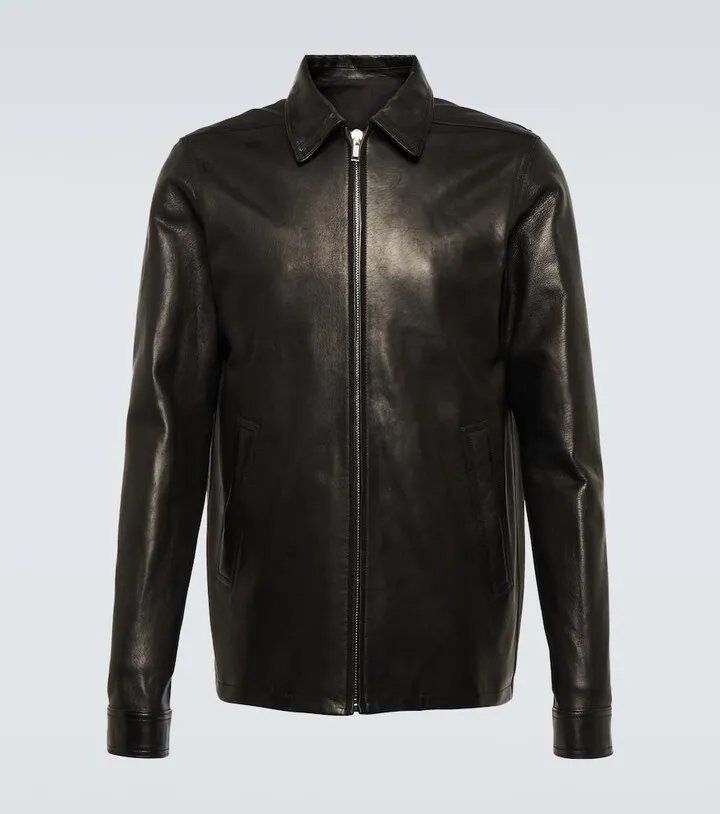 Leather blouson jacket