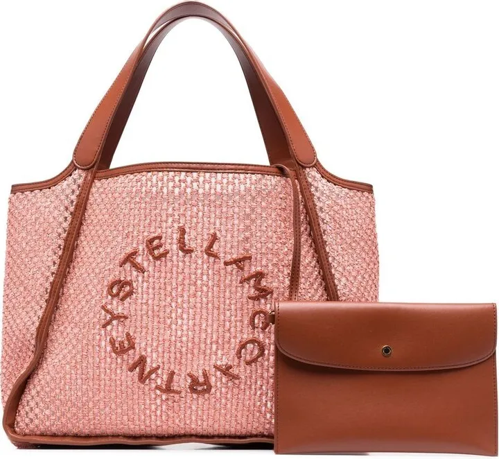 Embroidered-Logo Woven Tote Bag