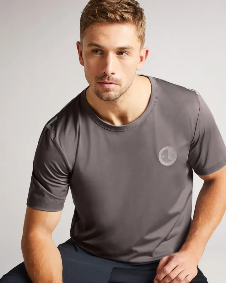 Short Sleeve Active Quick Dry T Shirt in Gray Marl