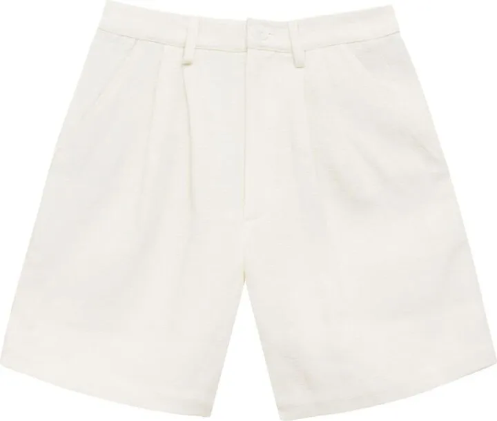 Carrie pleat-detail linen shorts