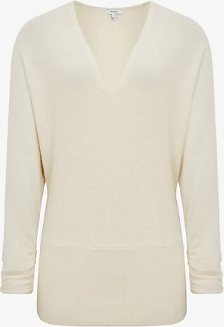 Womens Cream Jolie V-neck Wool-blend Jumper