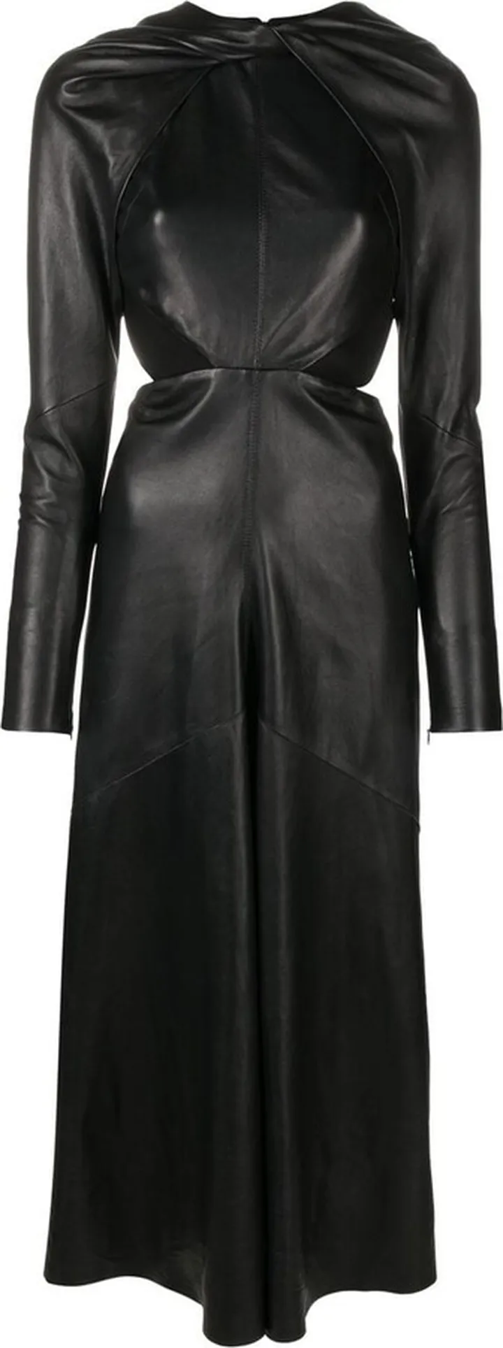 Open-Back Leather Midi Dress