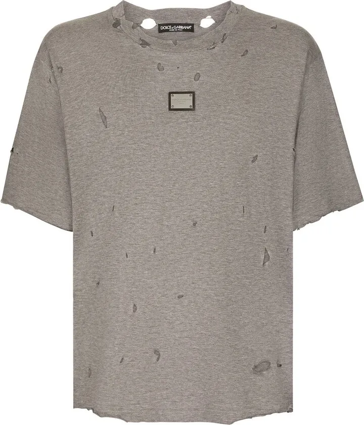 distressed logo-plaque T-shirt