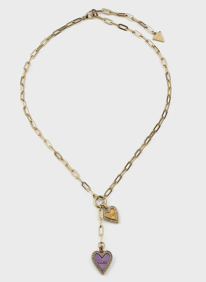 Double Heart Paperlinks Chain Necklace