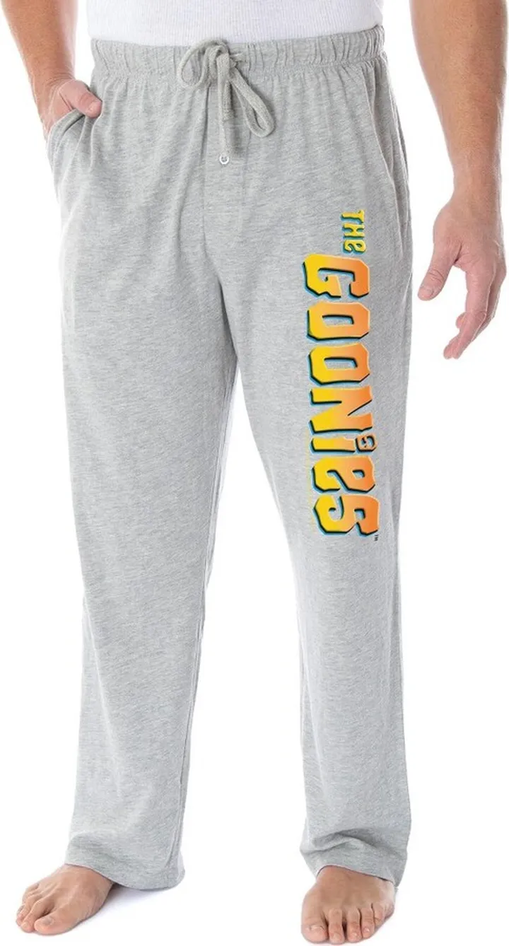 The Goonies Men's Classic Movie Logo Loungewear Sleep Bottoms Pajama Pants (LG) Grey