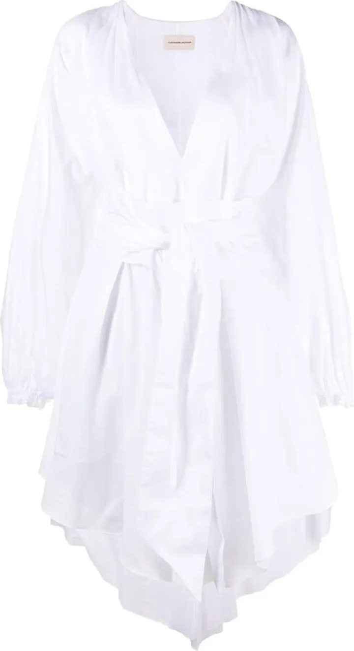 Ruched-Detail Long-Sleeve Midi Dress