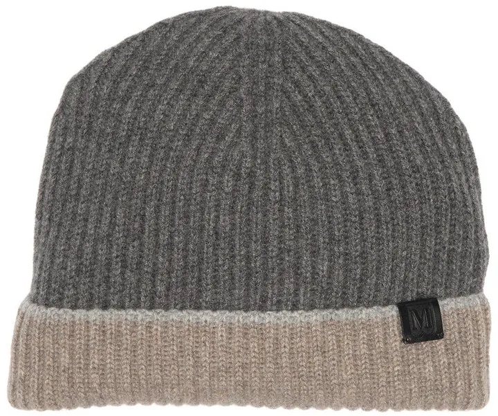 Cashmere Colorblock Ribbed Knit Beanie