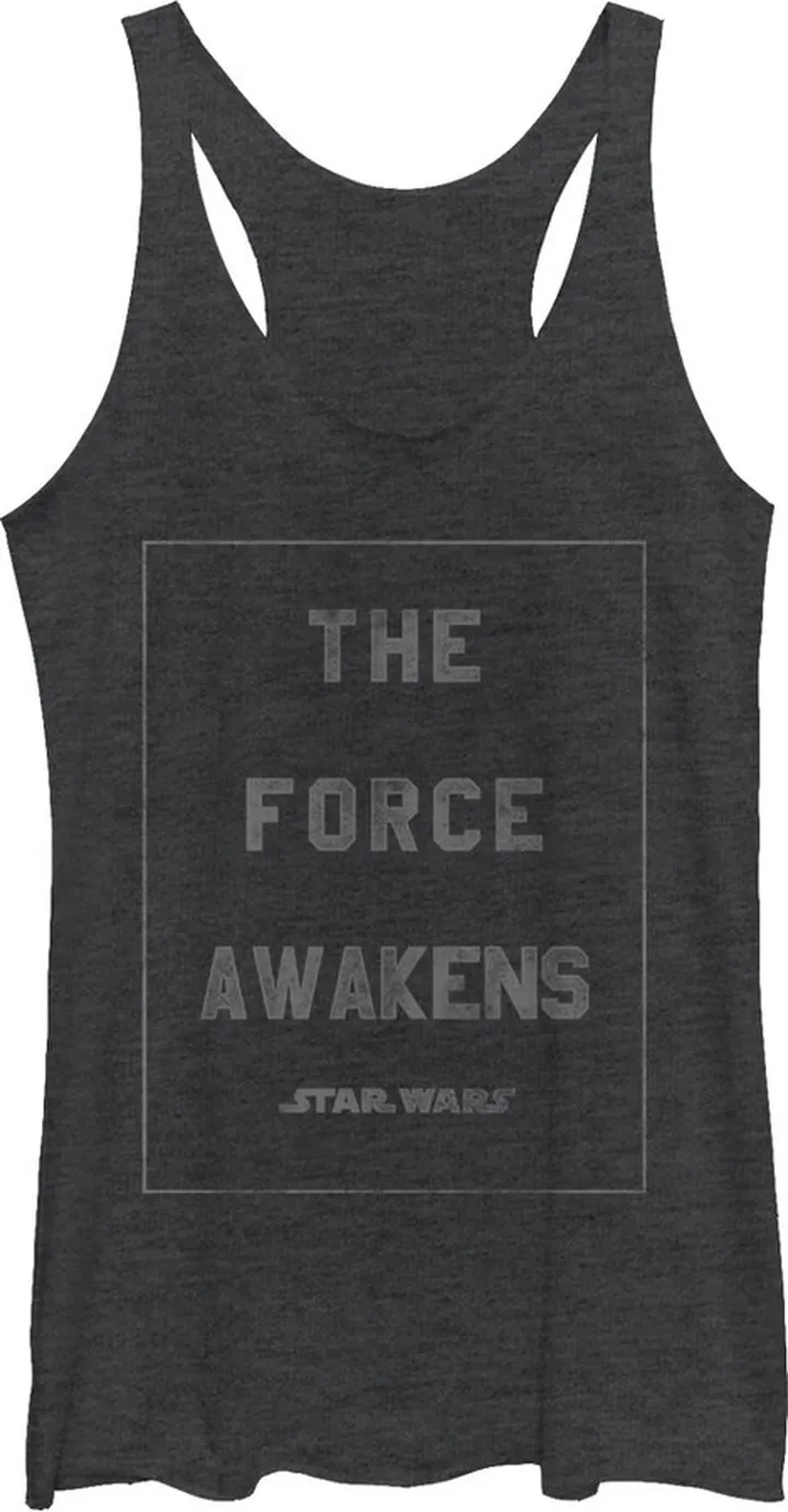 Women's Star Wars The Force Awakens Box Racerback Tank Top - Black Heather - Small