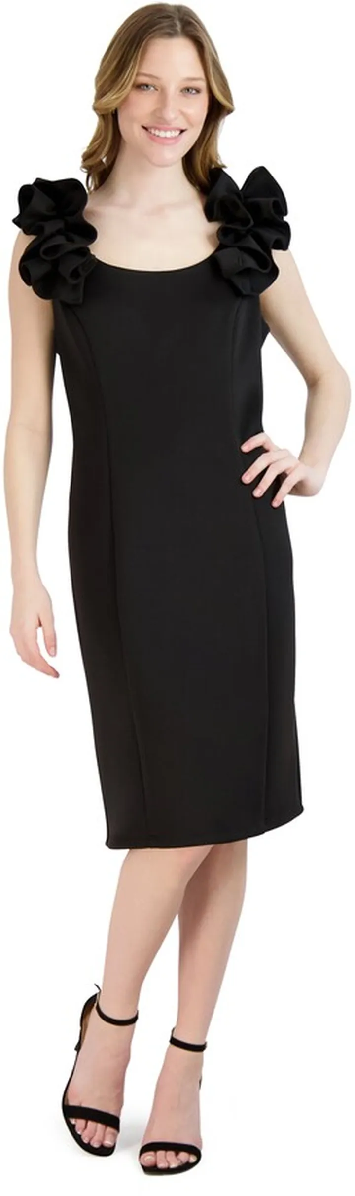 Sleeveless Ruffle Shoulder Midi Dress
