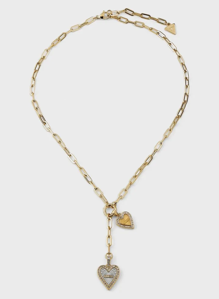 Double Heart Paperlinks Chain Necklace
