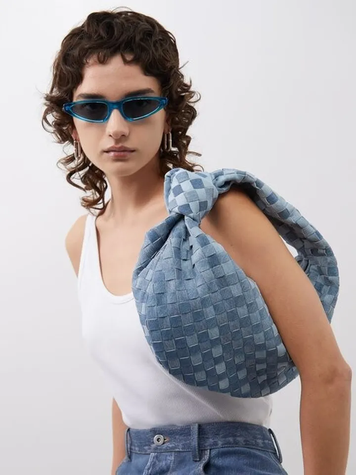 Teen Jodie Denim-print Intrecciato-leather Bag
