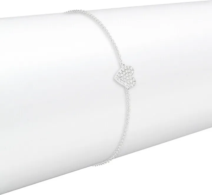 14K White Gold & 0.08 TCW Diamond Heart Bracelet