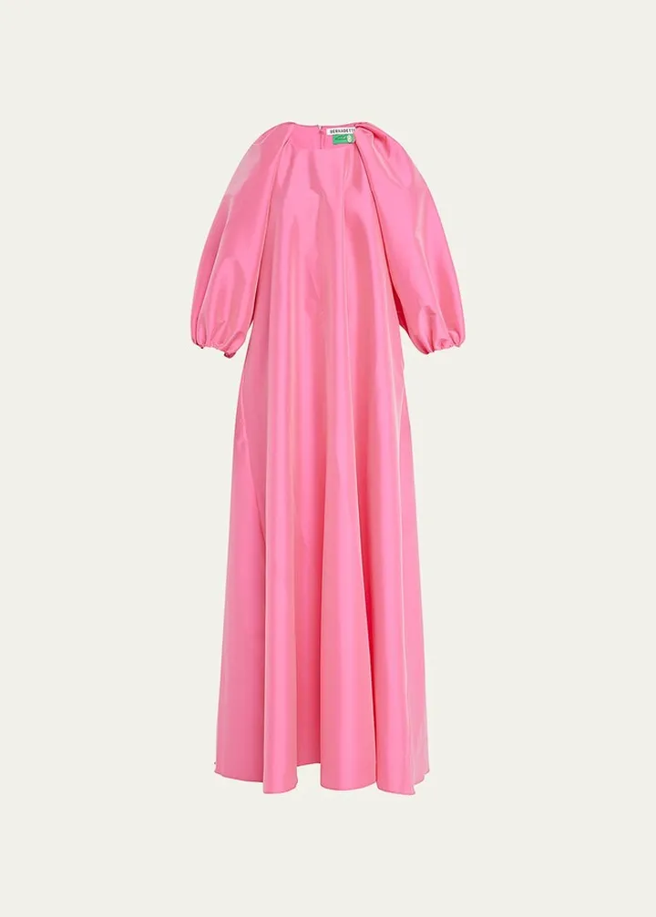 Taffeta Puff-Sleeve Voluminous Gown