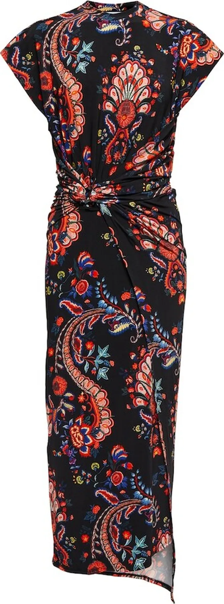 Floral paisley draped midi dress