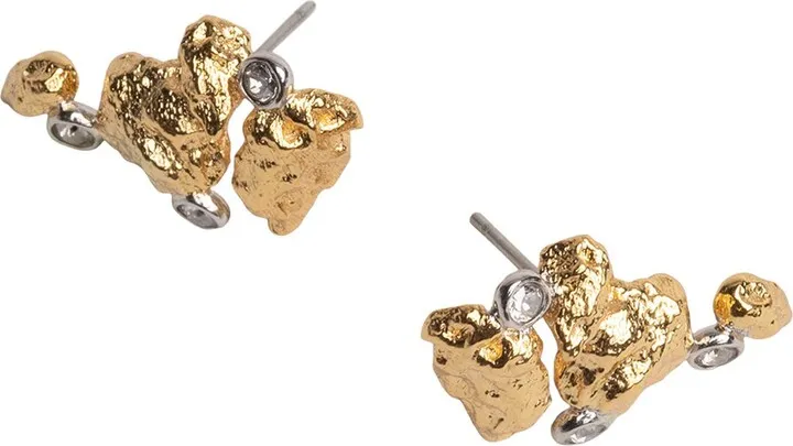 Golden Pebble Cake Nugget Stud Earrings