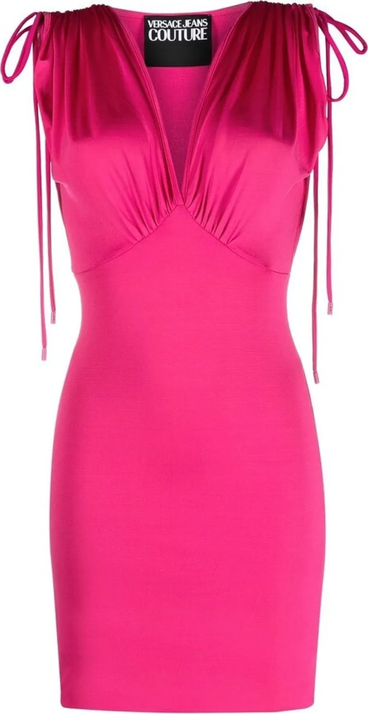 V-neck ruched minidress