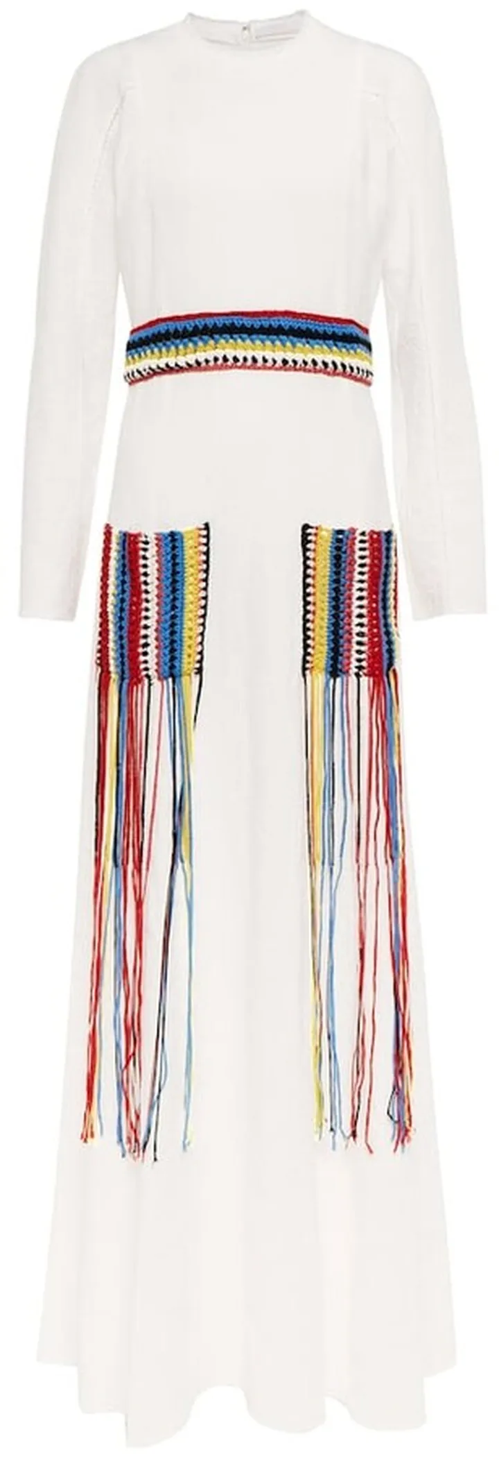 Crochet-trimmed linen maxi dress